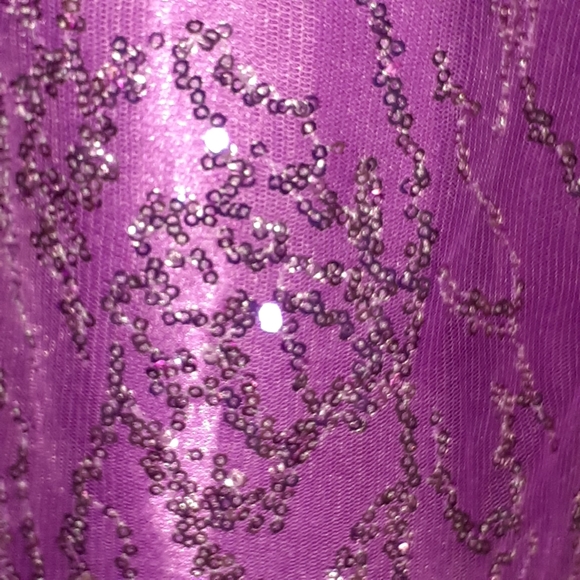 PURPLE FORMAL SLEEVELESS DRESS WITH SMALL SEQUINS - Picture 5 of 7